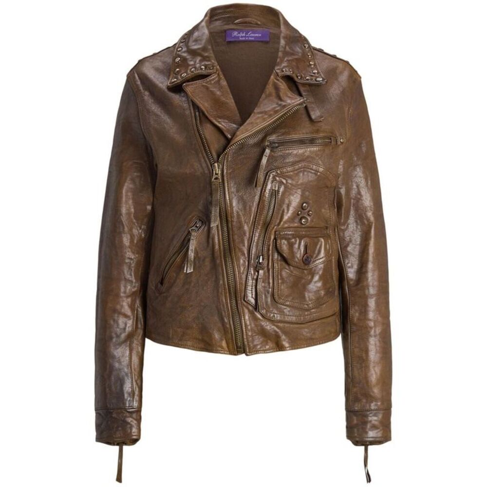 Ralph Lauren Women `Andrea` Leather Jacket - Picture 1 of 6